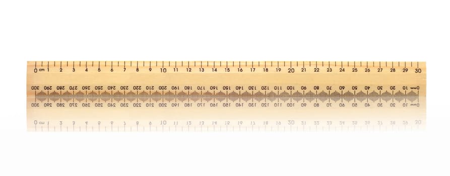 A metal ruler isolated against a white background