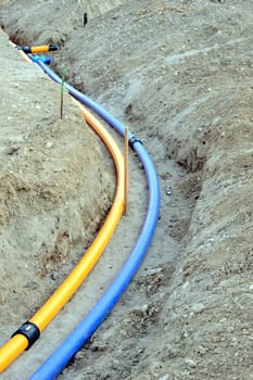 Laying of gas and water pipes