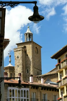 Cathedral of Pamplona, Navarra, Spain, Vista between typical streets