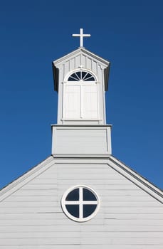 Old fashioned country church on a clear sunny day