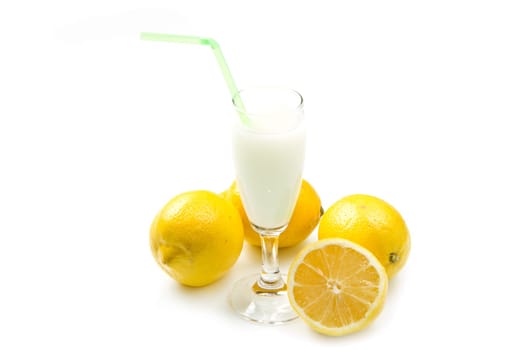 lemon sorbet on white background