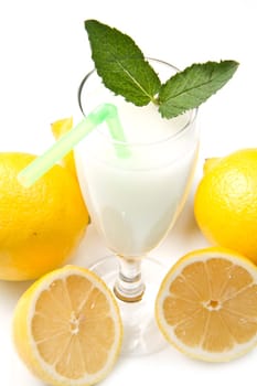 lemon sorbet on white background