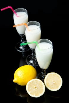 lemon sorbet on black background