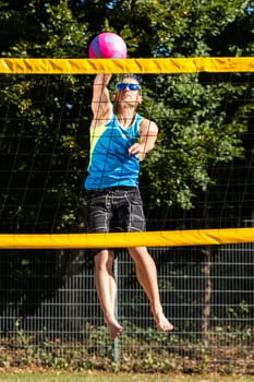 Beach volleyball players