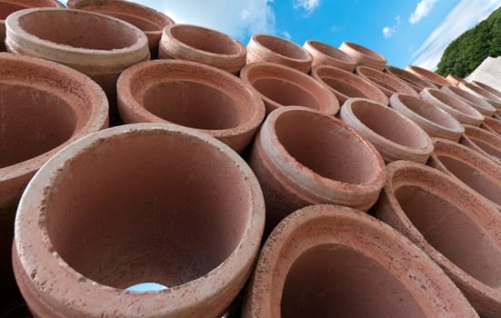 piled up concrete drain pipes