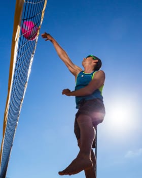 Beach volleyball players