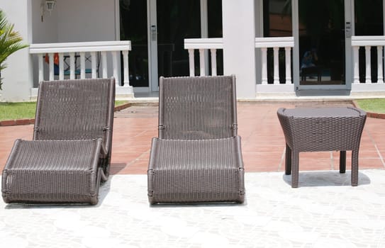 Lounge chairs in the garden