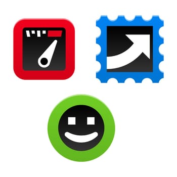 Red and Green and Blue icons symbolizing performance of a company