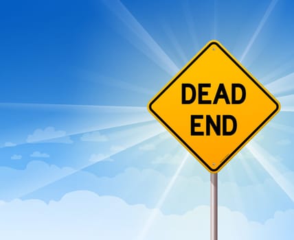 Illustration of yellow roadsign with road termination text