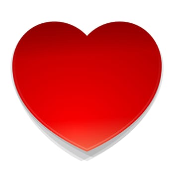 Isolated illustration of red heart as a love symbol on white background