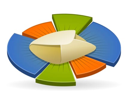 Colorful illustration of pie chart with envelope in the middle