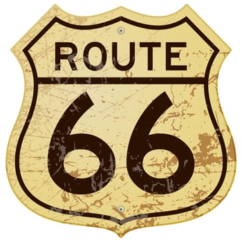 Vintage roadsign illustration full of rust and scratches