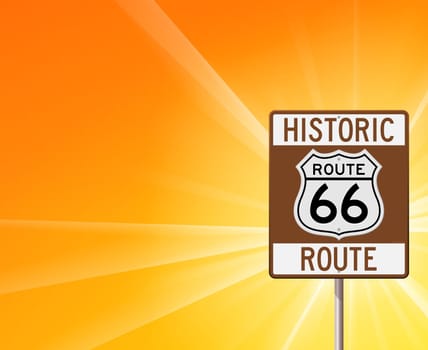 Classic brown roadsign on yellow sunshine background