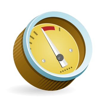 Isolated illustration of speedmeter car control instrument on white background