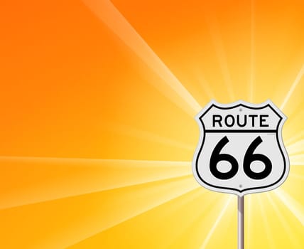 Illustration of original Route 66 sign on yellow sunny background