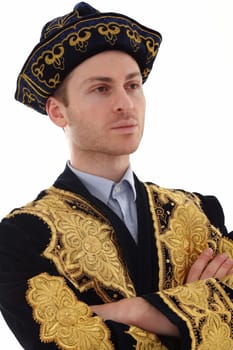 Young adult man with Kazakhstan costume