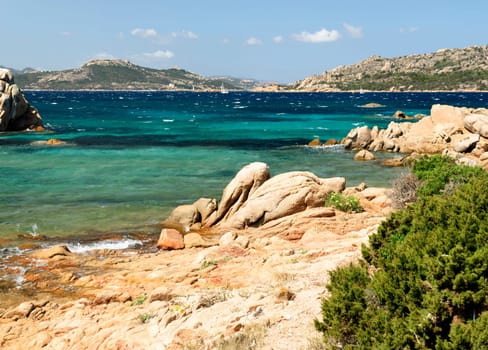 sea of many colors on the coast of La Maddalena in Sardinia