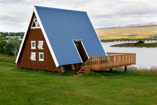 Cottage on the river Egilsstadir in Iceland