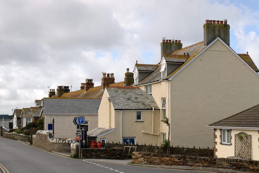 street with terraced houses in Tintagel in Cornwall