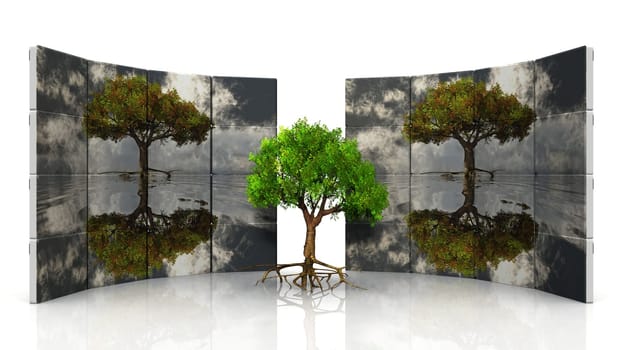 tree and panels