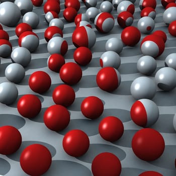 red and grey balls