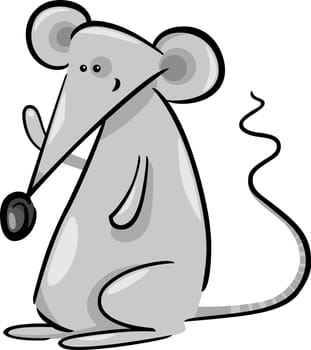 Cartoon Illustration of Cute Little Gray Mouse