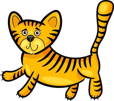 Cartoon Humorous Illustration of Cute Little Tiger
