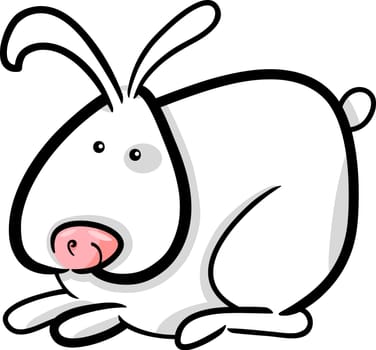 Cartoon Illustration of Cute Little White Bunny