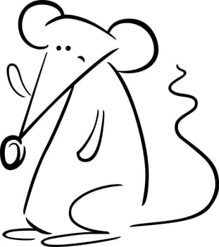 Cartoon Illustration of Cute Little Mouse for Coloring Book