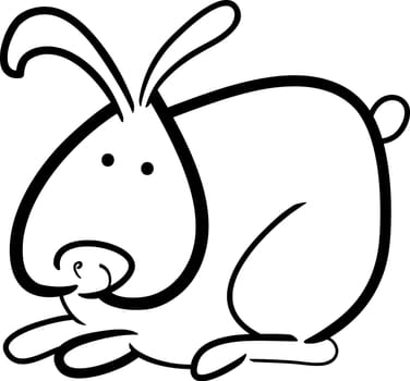 Cartoon Illustration of Cute Little Bunny for Coloring Book