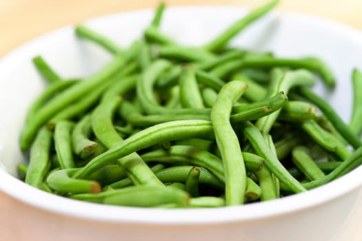 Detail of the fresh green beans - small depth of focus