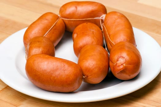 Detail of the raw pork sausages - Czech special sausage for grilling over a fire