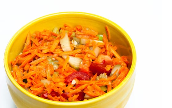 Detail of the Fine Vegetable Salad - tossed salad - carrot, tomatoes, cabbage