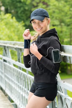 Teenage woman happy ready to workout outdoor sport smiling