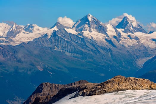Distant view of the Valais Alps