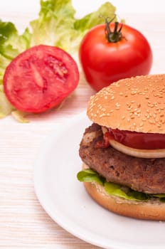 Beef hamburgers on a plate