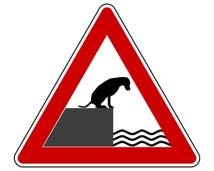 Warning sign shore for dogs