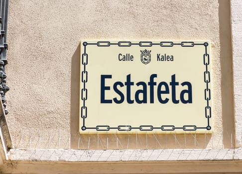 Plate Estafeta place through which pass the running of the bulls in Pamplona.