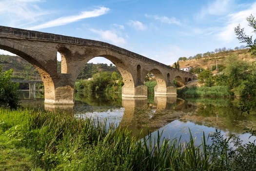 romanesque bridge over river Arga, Puente La Reina, Road to Santiago de Compostela, Navarre, Spain