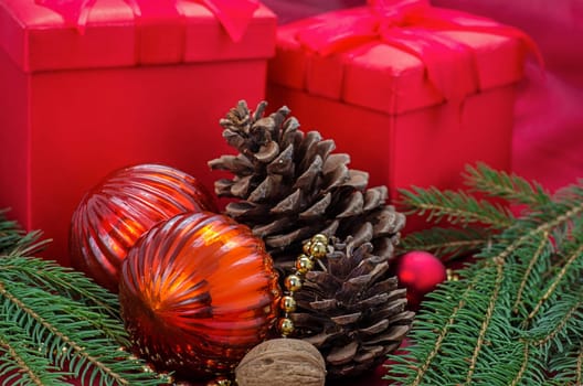 Christmas decorations with gifts