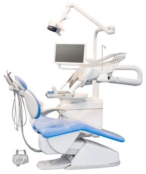 Blue Dental Chair Isolated with Clipping Path