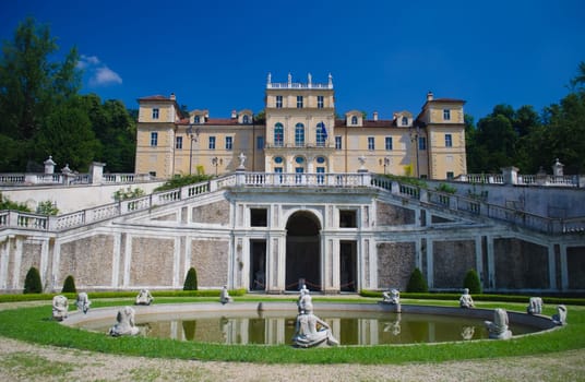 Facade and fountain of Villa della Regina in Turin, Italy
