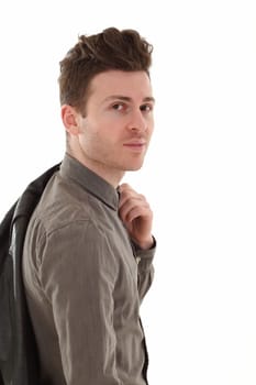 Portrait of anhandsome man with leather jacket