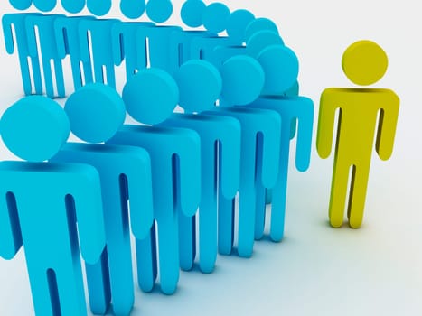 Large group. 3d group of people illustration
