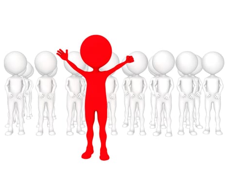3d small people - volunteers. 3d image. Isolated white background.