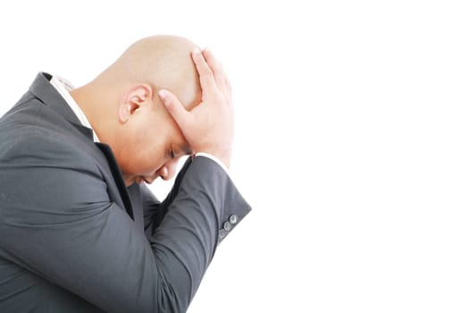 portrait of young businessman depressed and sad