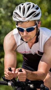 Triathlete on the bike