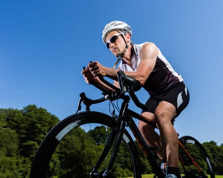 Triathlete on the bike