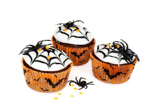 Chocolate cupcakes decorated for Halloween