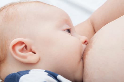Closeup of Mother Breast Feeding Her Baby